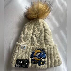 New Era Cream Knit Beanie with Pom-Pom
